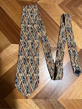 Men's Z Inc Vintage Geometric Brown & Navy Silk Tie
